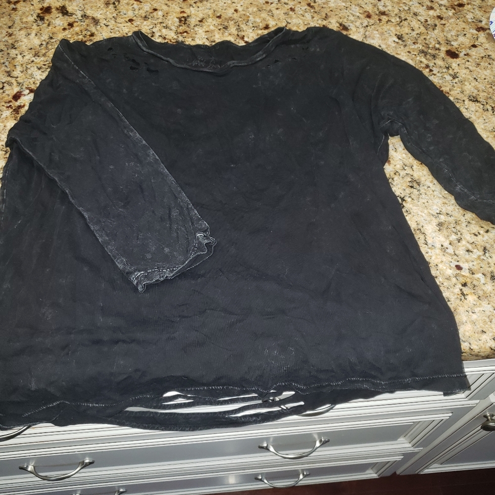 Long sleeve distressed shirt